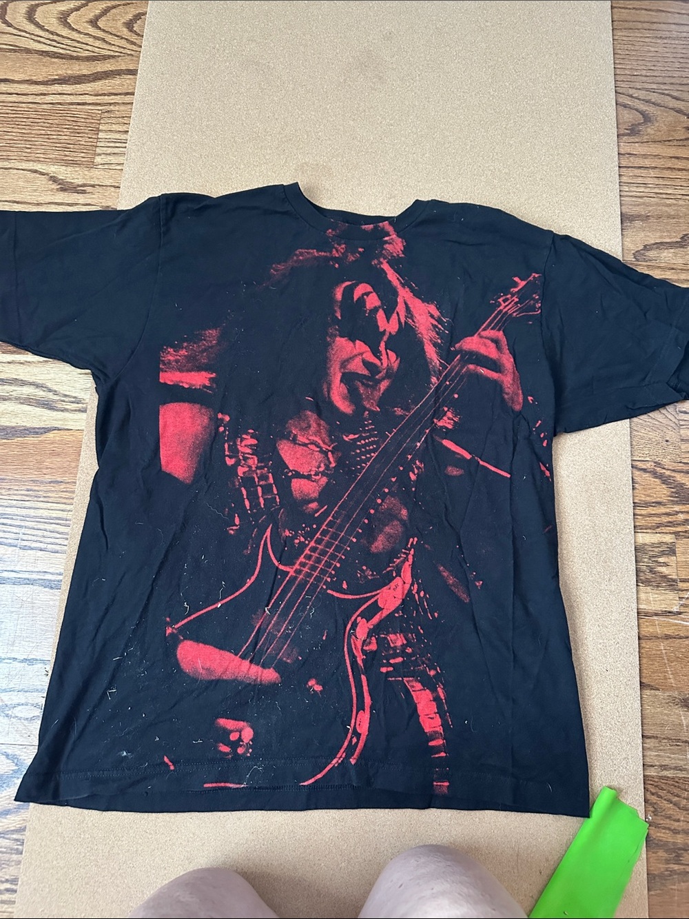Black Kids Graphic Band T-Shirt with Red Print